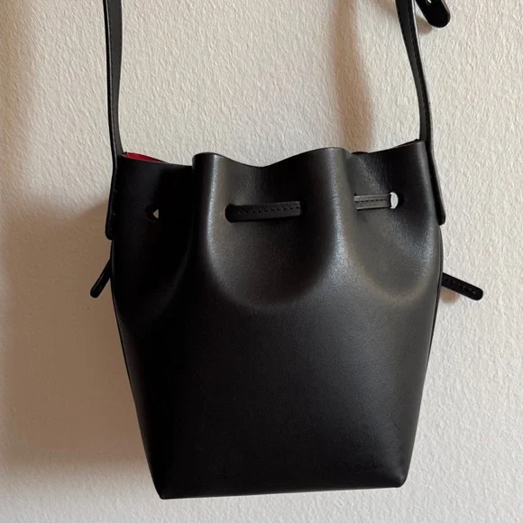 Mansur Gavriel Black and Red Mini Bucket Bag - Picture 8 of 11